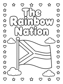 Free printable The Rainbow Nation South African Flag coloring page