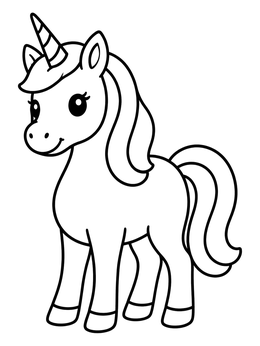 Free printable Sweet Standing Baby Unicorn coloring page