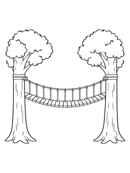 Free printable Canopy Rope Bridge Between Trees coloring page