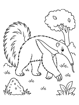 Free printable Cute Giant Anteater Walking coloring page