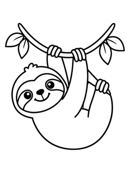 Free printable Cute Sloth On Vine coloring page