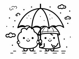 Best Friends Sharing A Rainy Walk