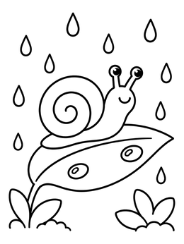 Free printable Happy Snail In The Rain coloring page