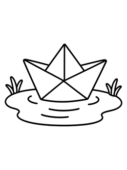 Free printable Paper Boat In A Rain Puddle coloring page