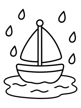 Free printable Toy Sailboat Floating In Puddle coloring page