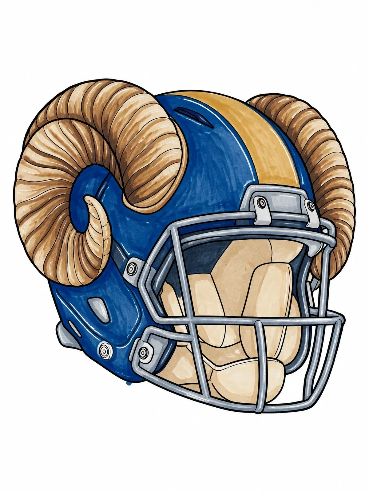 Colored example of the Ram Horns Football Helmet coloring page