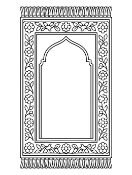 An ornate prayer mat in this ramadan coloring page.