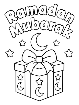 Free printable Ramadan Mubarak Gift Box coloring page