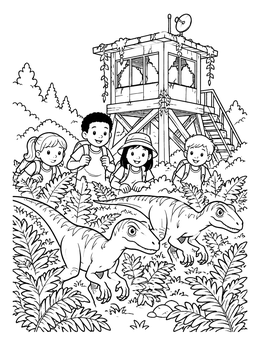 Free printable Raptor Safari At The Watchtower coloring page