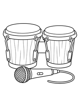 Free printable Bongo Drums And Stage Microphone coloring page
