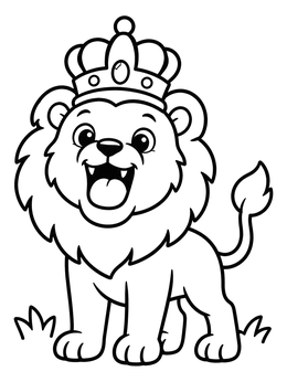 Free printable Cute Crowned Lion Cub coloring page