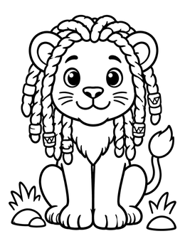 Free printable Cute Lion Cub With Dreadlocks coloring page