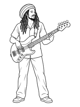 Free printable Reggae Bass Player Standing coloring page