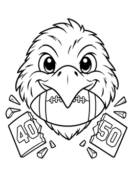 Free printable Raven Football Mascot With Yard Markers coloring page