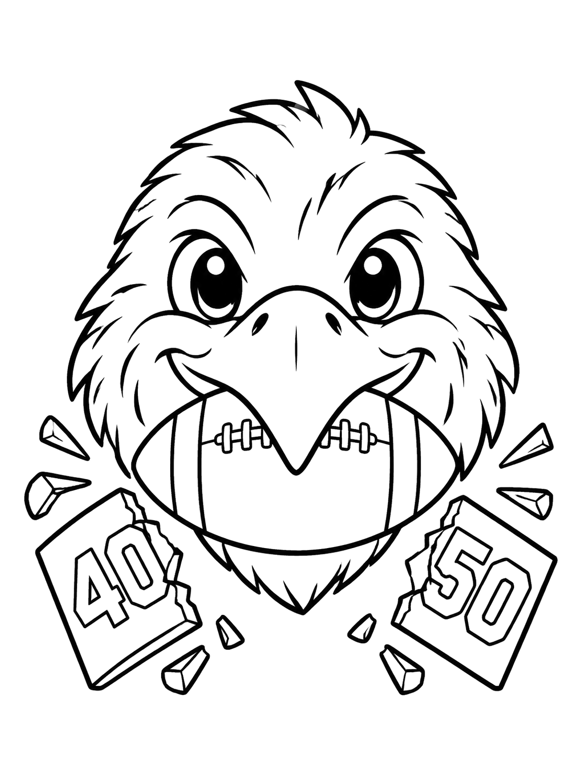 Footballaa Raven Football Mascot With Yard Markers Coloring Page