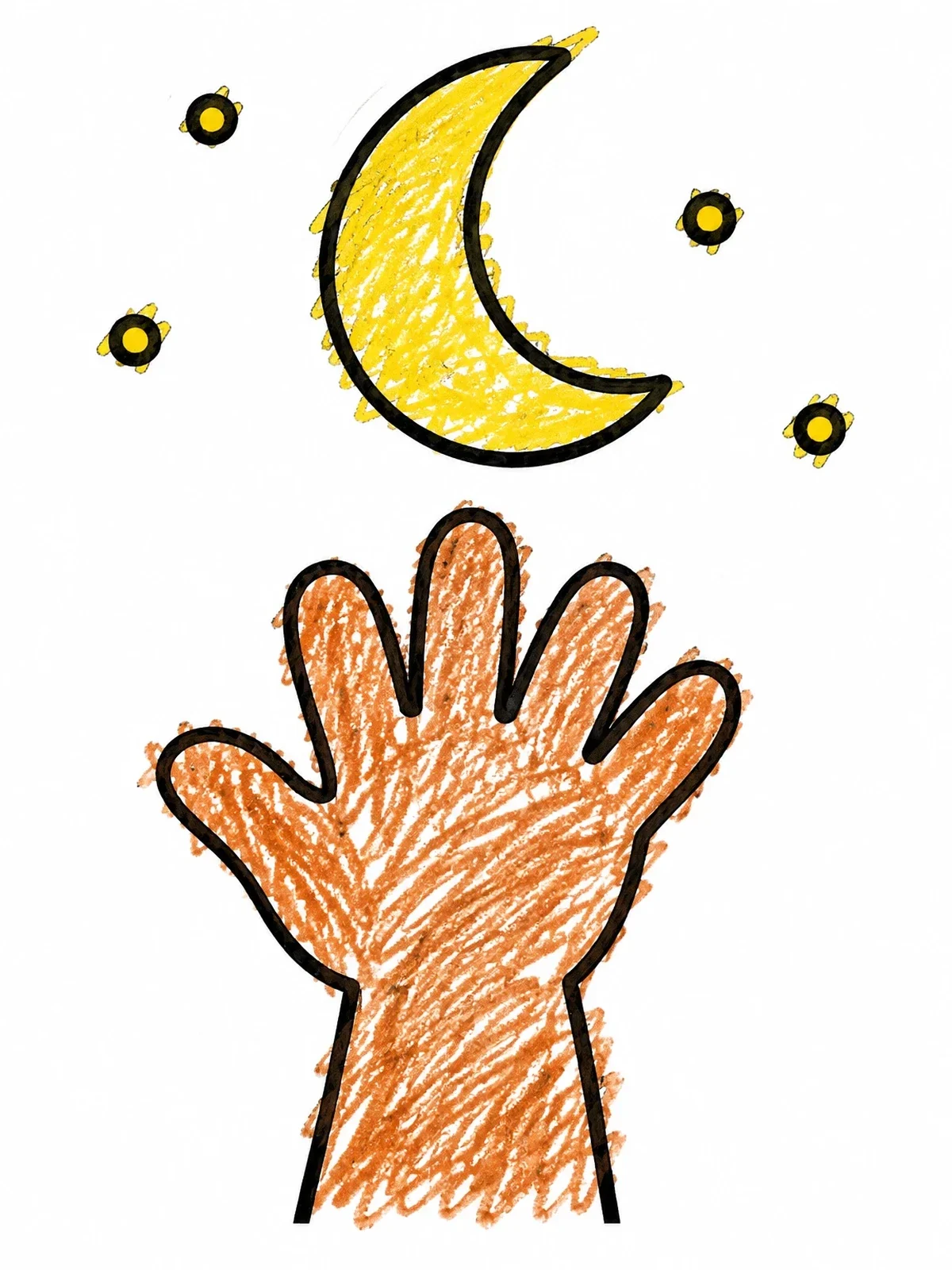 Colored example of the Reaching For The Crescent Moon coloring page
