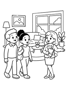 Free printable Real Estate Agent Showing A House coloring page