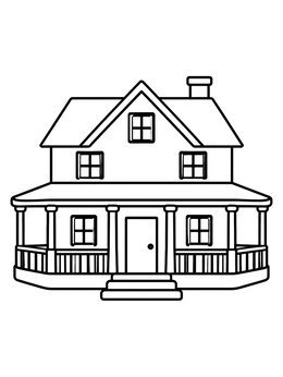 Free printable Cozy Farmhouse With Front Porch coloring page