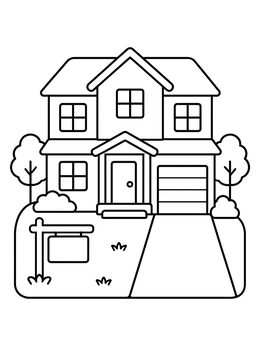 Free printable Suburban Family House For Sale coloring page