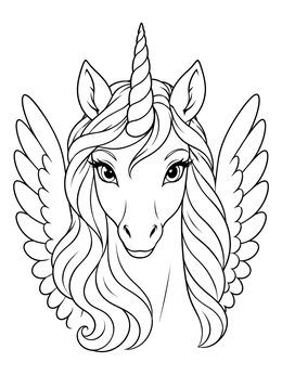 Free printable Majestic Alicorn Portrait With Wings coloring page