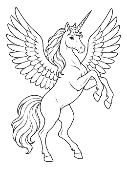 Free printable Rearing Alicorn With Spread Wings coloring page