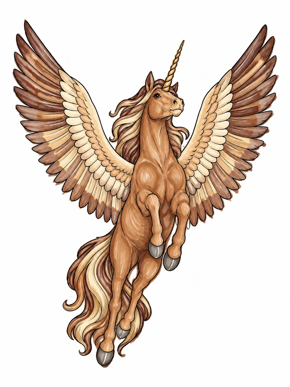 Colored example of the Soaring Alicorn With Spread Wings coloring page