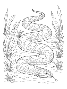 Free printable Realistic Anaconda Slithering Underwater coloring page