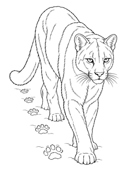 Free printable Realistic Cougar Stalking In Snow coloring page