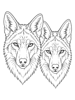 Free printable Realistic Coyote Pair Portrait coloring page