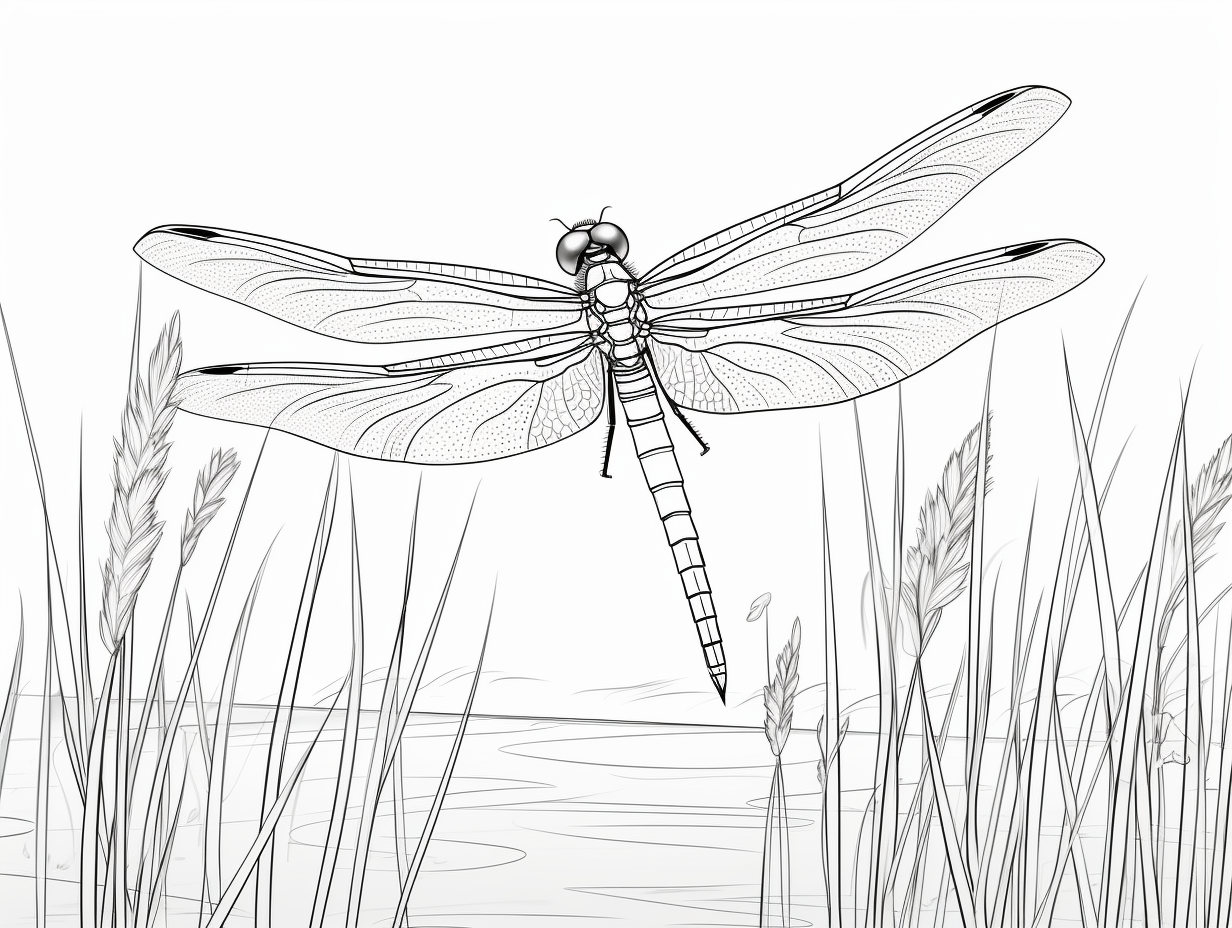 Realistic Dragonfly Coloring Art - Coloring Page