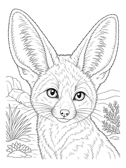 Free printable Realistic Fennec Fox Portrait coloring page