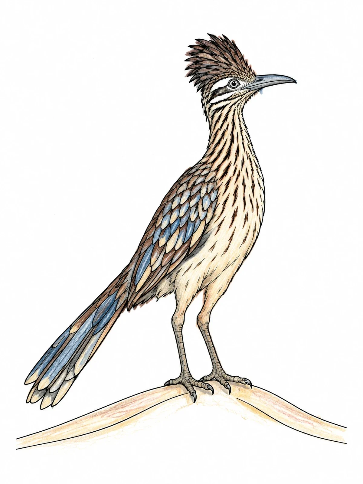 Colored example of the Realistic Greater Roadrunner On A Ridge coloring page