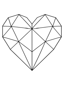 Free printable Geometric Low Poly Heart Line Art coloring page