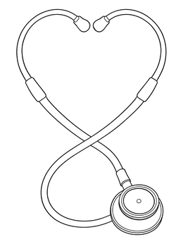 Free printable Heart Shaped Medical Stethoscope coloring page