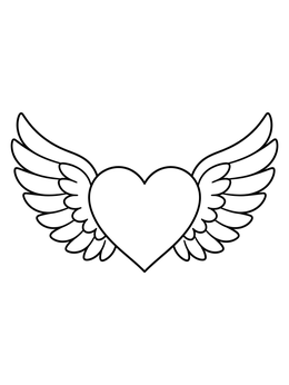 Free printable Simple Heart With Angel Wings coloring page
