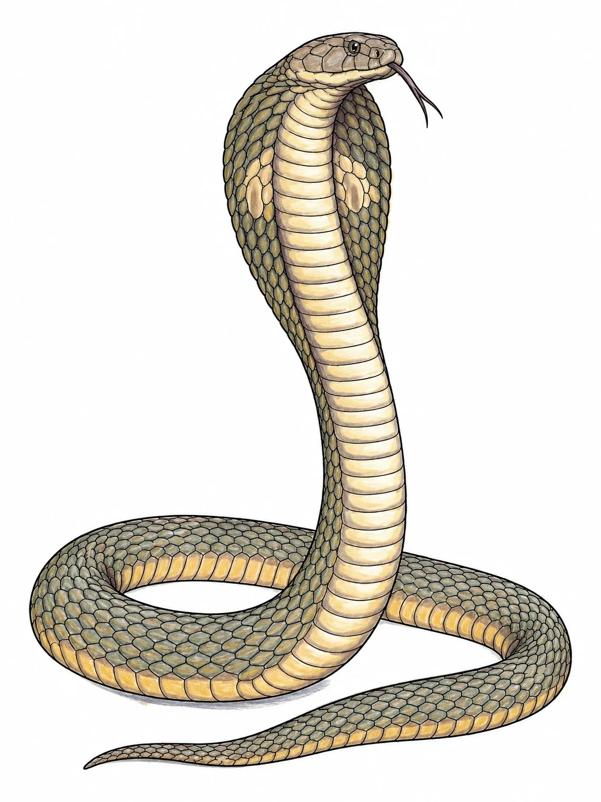 Colored example of the Realistic King Cobra Rearing Up coloring page