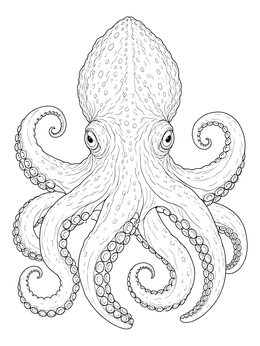 Free printable Realistic Kraken Sea Monster Portrait coloring page