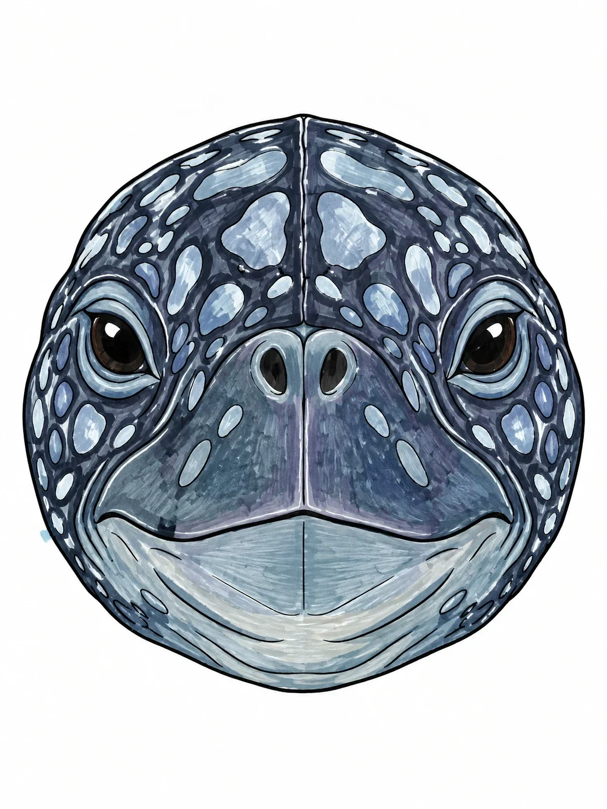 Colored example of the Realistic Leatherback Sea Turtle Portrait coloring page