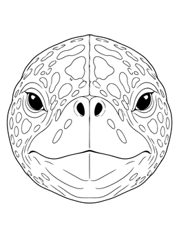 A detailed leatherback sea turtle coloring page showing a close-up frontal view of its patterned head.