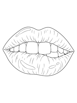 Free printable Lips Biting Lower Lip coloring page