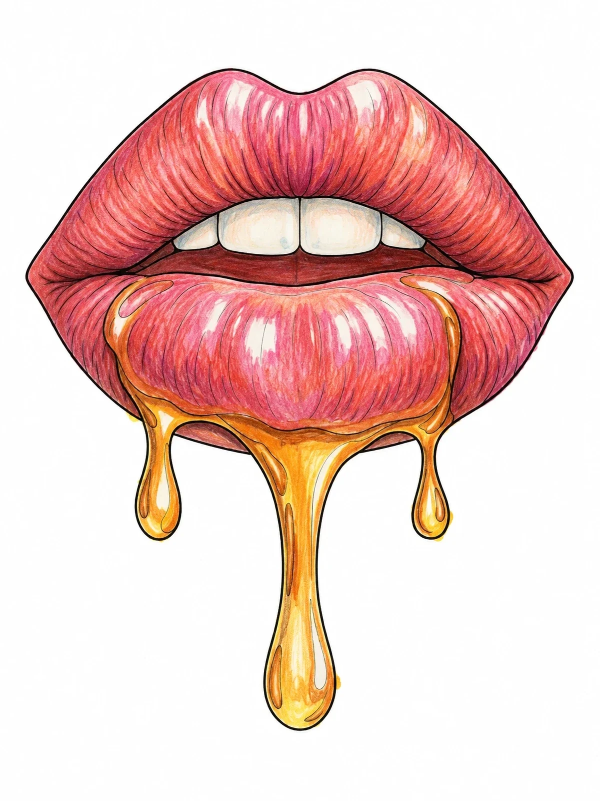 Colored example of the Full Lips With Dripping Syrup coloring page