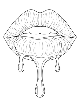 Free printable Full Lips With Dripping Syrup coloring page
