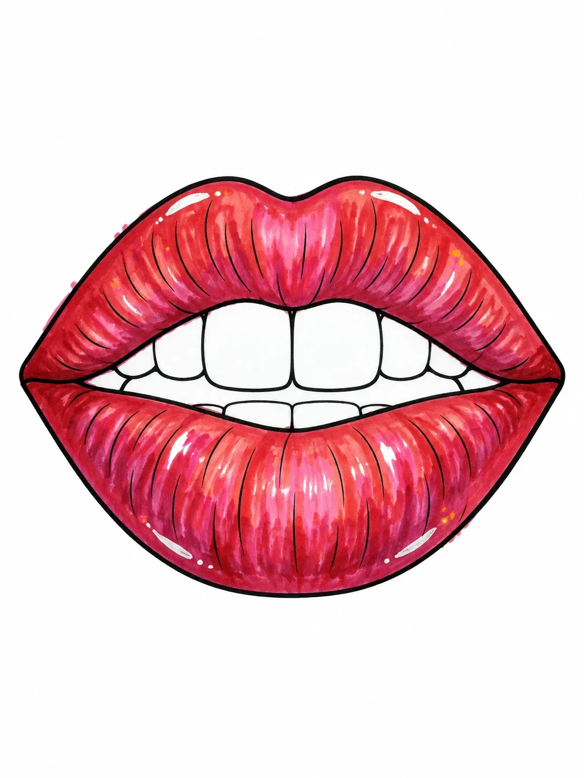 Colored example of the Full Lips With Visible Teeth coloring page