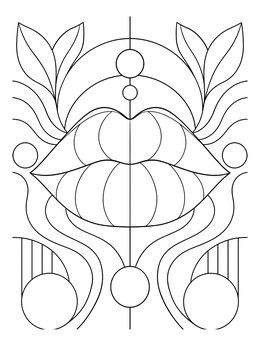 Free printable Geometric Art Nouveau Lips coloring page