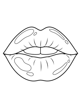 Free printable Glossy Lips Outline Art coloring page