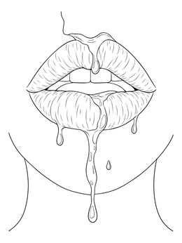 Free printable Glossy Lips With Dripping Liquid coloring page