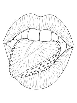 Free printable Lips Biting A Strawberry Slice coloring page