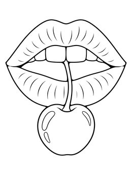 Free printable Lips Holding A Sweet Cherry coloring page