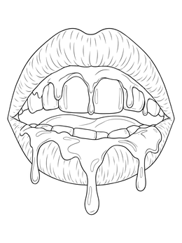 Free printable Open Lips With Dripping Paint coloring page