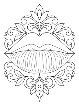 Free printable Ornate Framed Lips With Texture coloring page